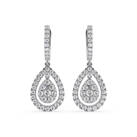 1.50ct VS/F-G Round Natural Diamond Drop Earrings