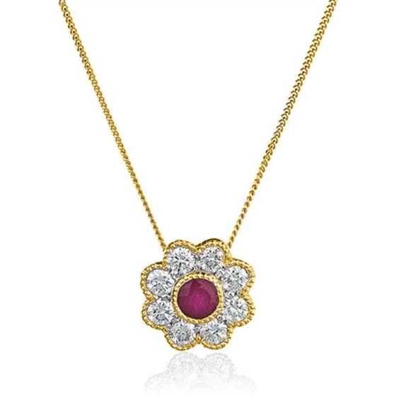 0.60ct Ruby and Diamond Bezel Set Pendant