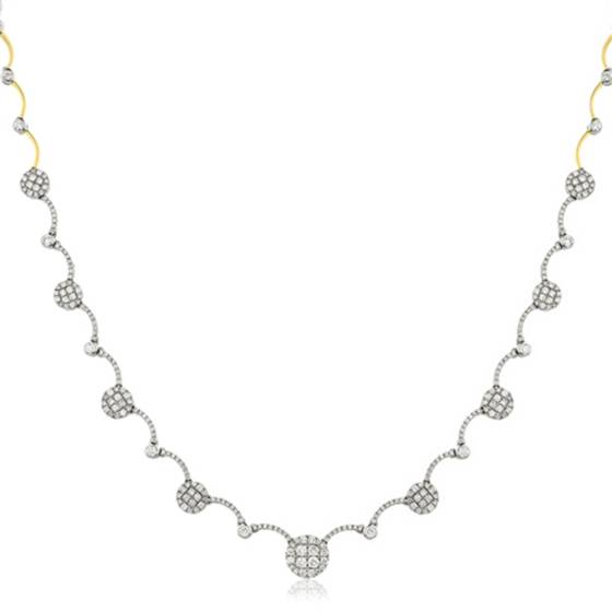 Elegant Round Diamond Cluster Tennis Necklace