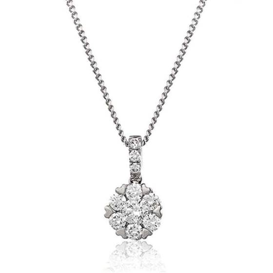 0.35ct VS/E-F Cluster Natural Round Diamond Designer Pendant in 18k White Gold