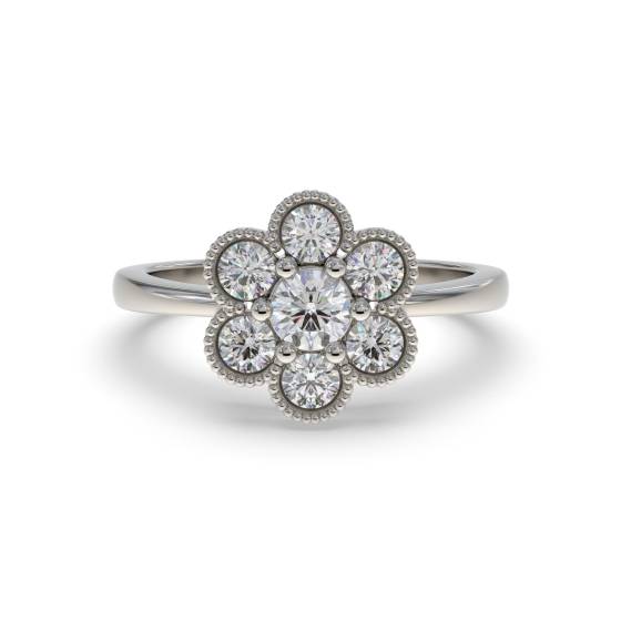 0.50ct Modern Flower Round Diamond Cluster Ring