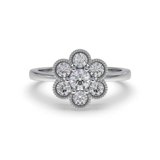 0.50ct Modern Flower Round Diamond Cluster Ring