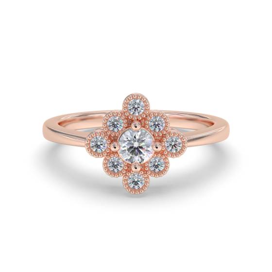 0.40ct VS/E-F Elegant Natural Round Diamond Cluster Ring in 18k Rose Gold