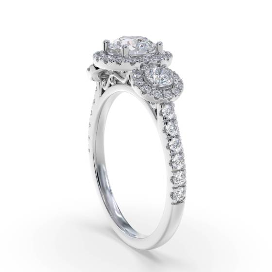 1.40ct VS/E-F Round Natural Diamond Cluster Ring
