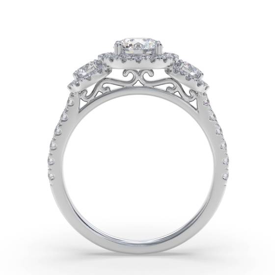 1.40ct VS/E-F Round Natural Diamond Cluster Ring