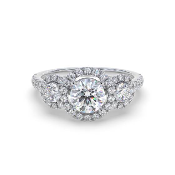 1.40ct VS/E-F Natural Round Diamond Cluster Ring in 18k White Gold