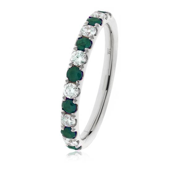 0.40ct Green Emerald and Diamond Eternity Ring