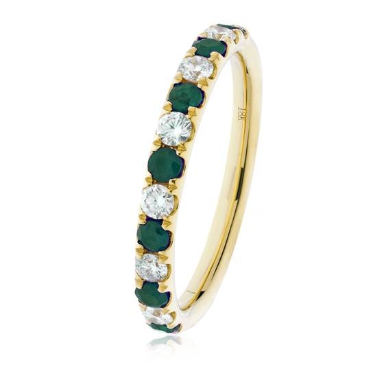 0.40ct Green Emerald and Diamond Eternity Ring