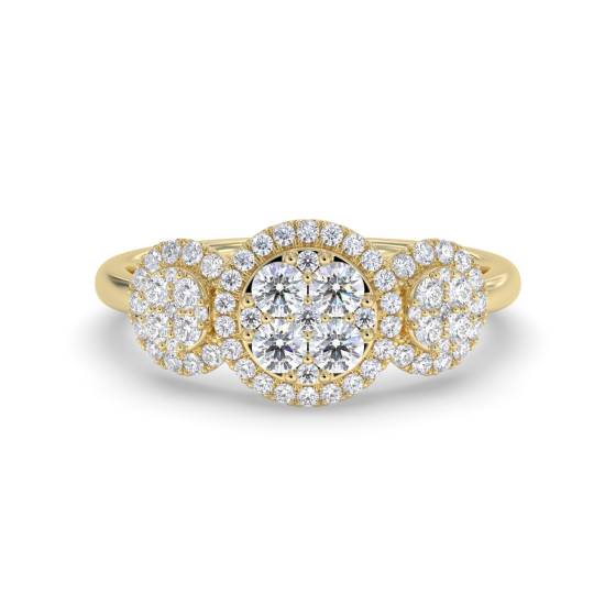 0.75ct VS/E-F Natural Round Diamond Dress Ring in 18k Yellow Gold