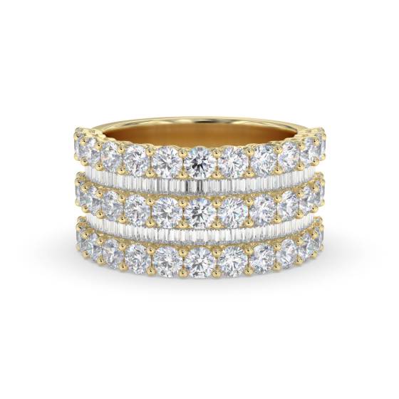 2.50ct Round and Baguette Diamond Multi Row Dress Ring
