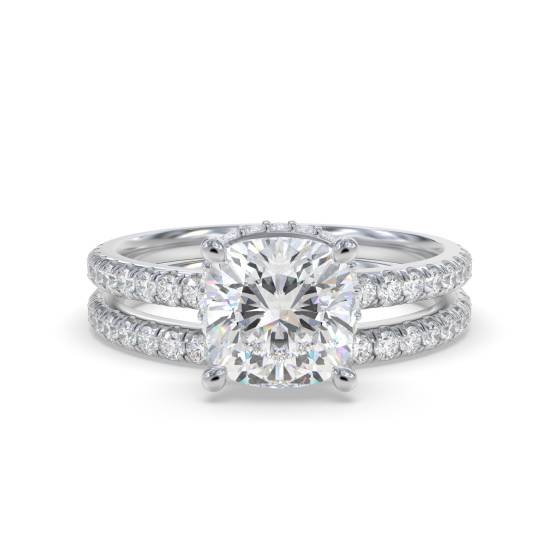 Cushion  Diamond Halo Bridal Set