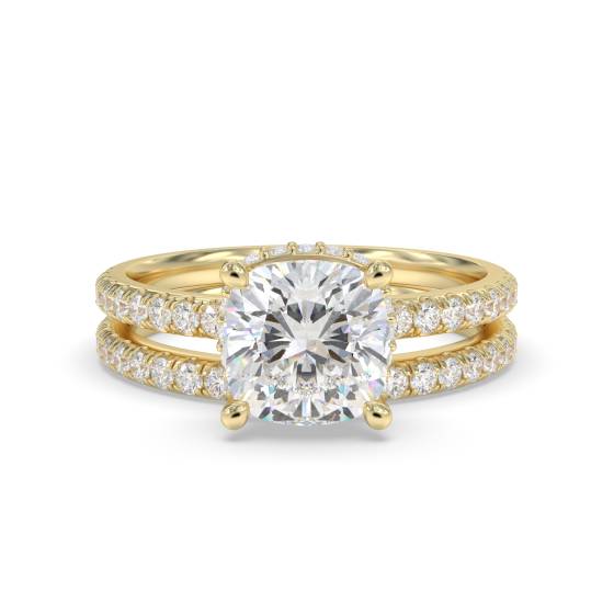 Cushion  Diamond Halo Bridal Set