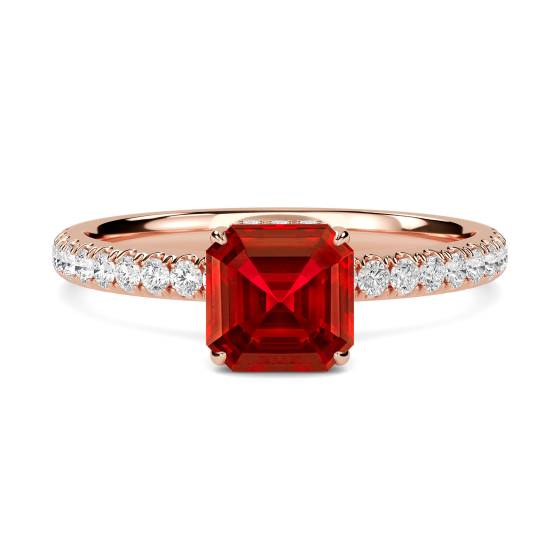 Ruby and Diamond Halo Ring