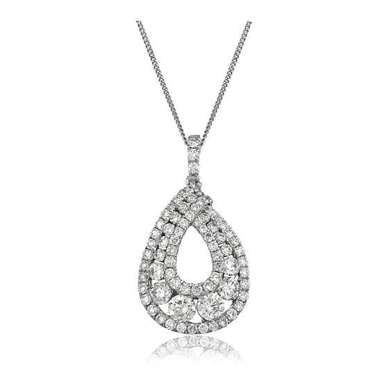 1.00ct VS/F-G Natural Round Diamond Cluster Pendant in 9k White Gold