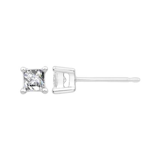 0.25ct VS/E-F Natural Princess Cut Diamond Stud Earrings in 18k White Gold