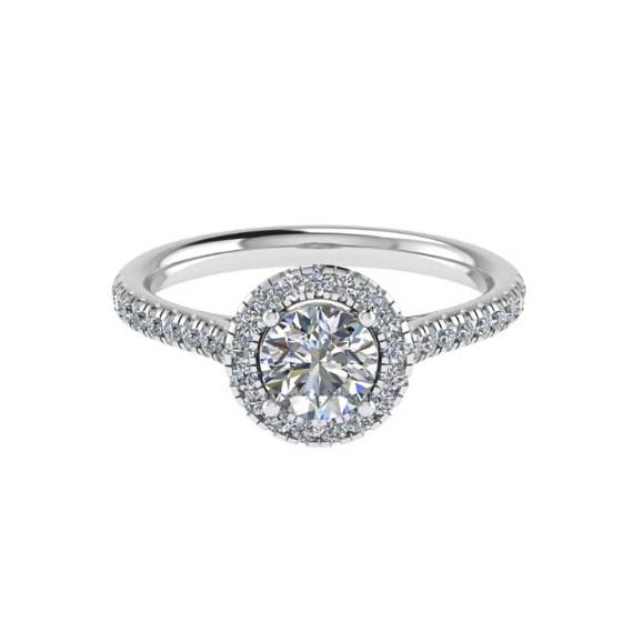 1.10ct I1/H Natural Round Diamond Halo Ring in Platinum