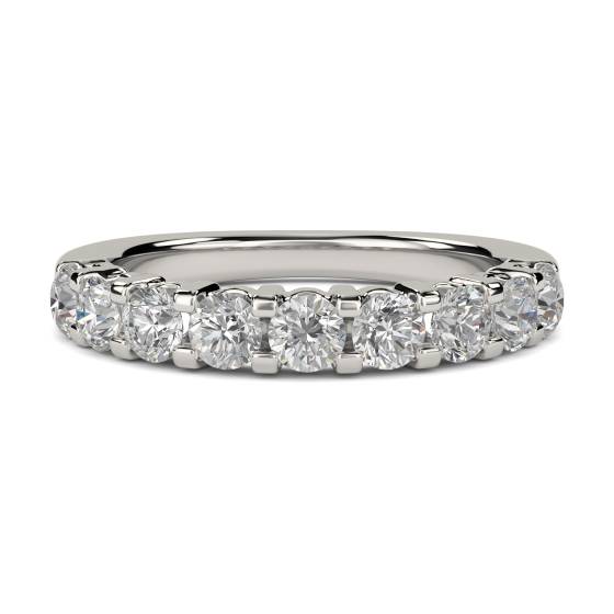 1.04ct VS/E-F Natural Round Cut Diamond Half Eternity Ring in Platinum