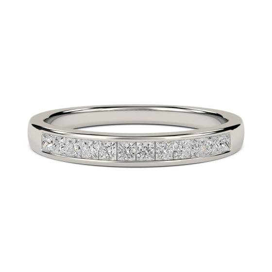 0.25ct VS/E-F Natural Princess cut Diamond Half Channel Eternity Ring in Platinum