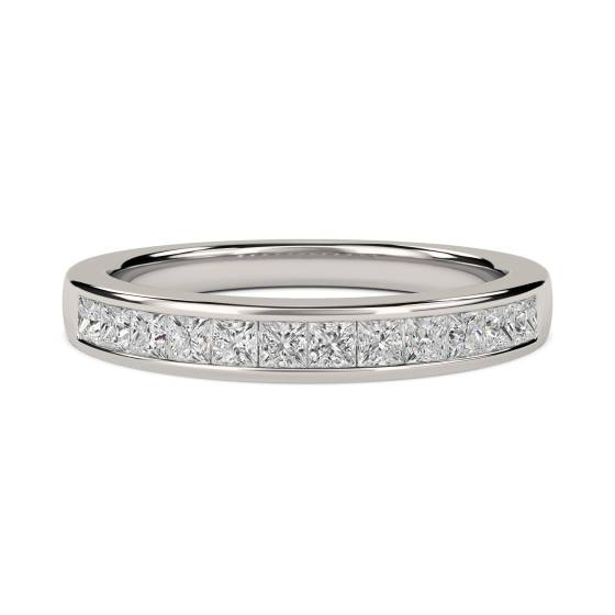 0.50ct VS/E-F Natural Princess cut Diamond Half Channel Eternity Ring in Platinum