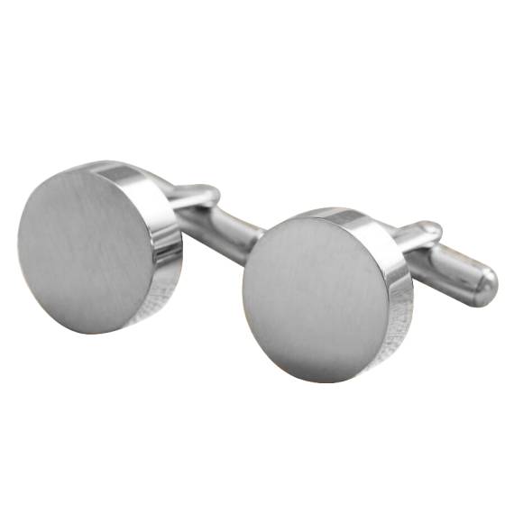 Brushed Finish Round Cufflinks