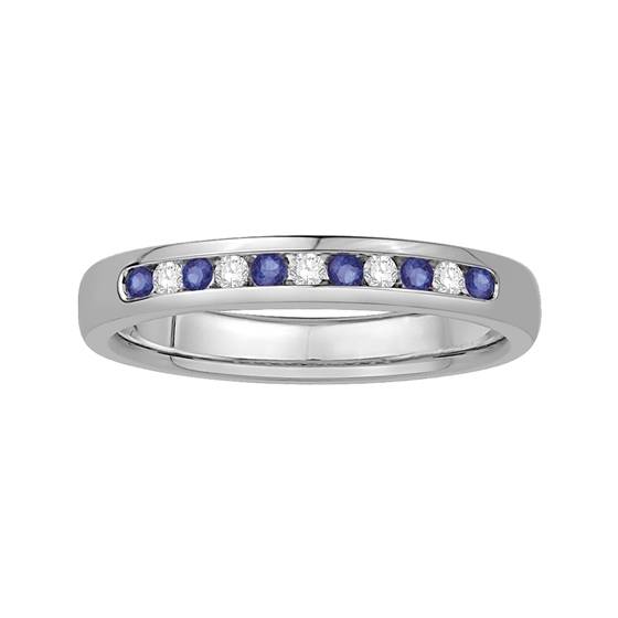 3mm Blue Sapphire and Diamond Eternity Ring