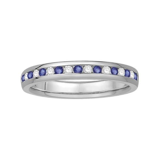 3mm Blue Sapphire and Diamond Eternity Ring