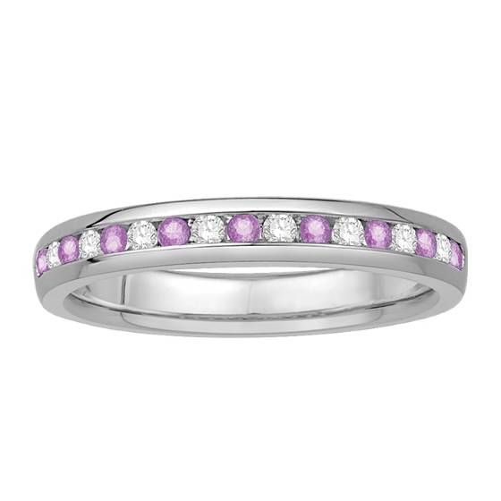 3mm Pink Sapphire and Diamond Eternity Ring