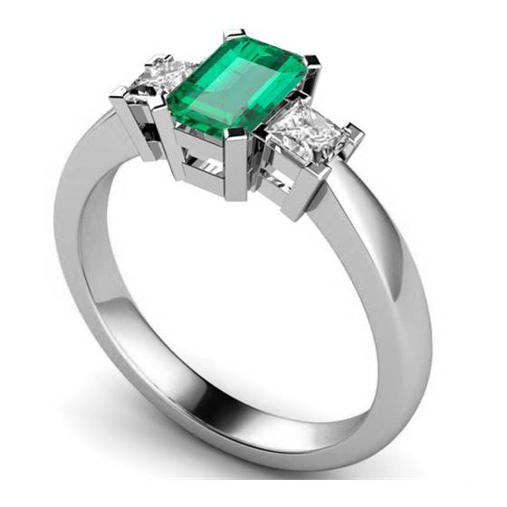 Emerald and Diamond Trilogy Ring