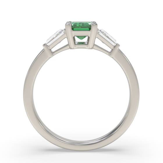 Emerald and Baguette Diamond Trilogy Ring