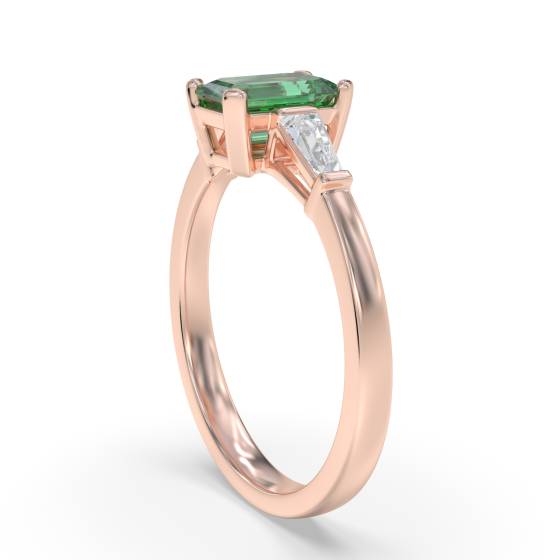 Emerald and Baguette Diamond Trilogy Ring