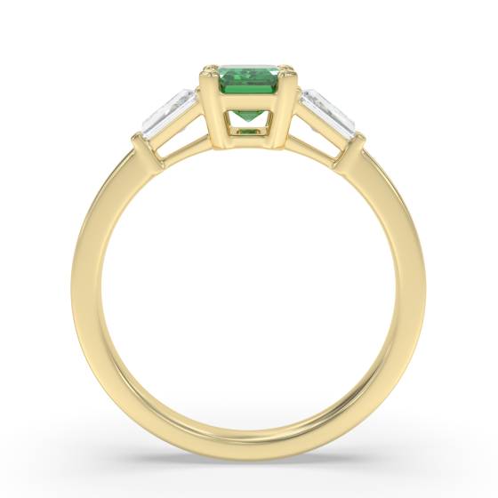 Emerald and Baguette Diamond Trilogy Ring