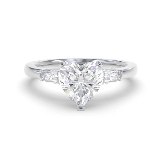 Elegant Heart and Baguette Diamond Trilogy Ring