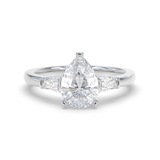 Elegant Pear and Baguette Diamond Trilogy Ring