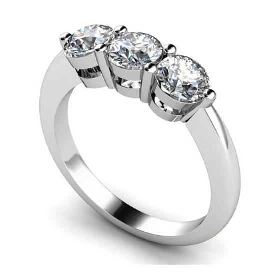 1.00ct I1/F-G Natural Diamond Trilogy Ring in 18k White Gold