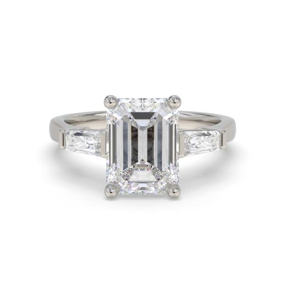 Unique Emerald & Baguette Diamond Trilogy Ring
