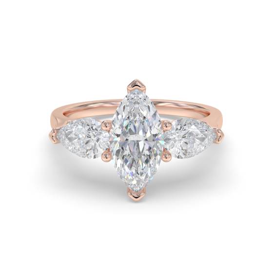 Unique Marquise and Pear Diamond Trilogy Ring
