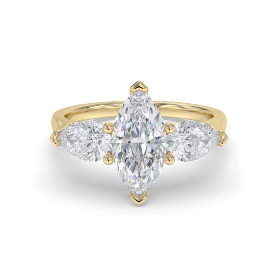 Unique Marquise and Pear Diamond Trilogy Ring