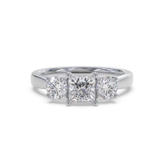 Stylish Princess & Round Diamond Trilogy Ring