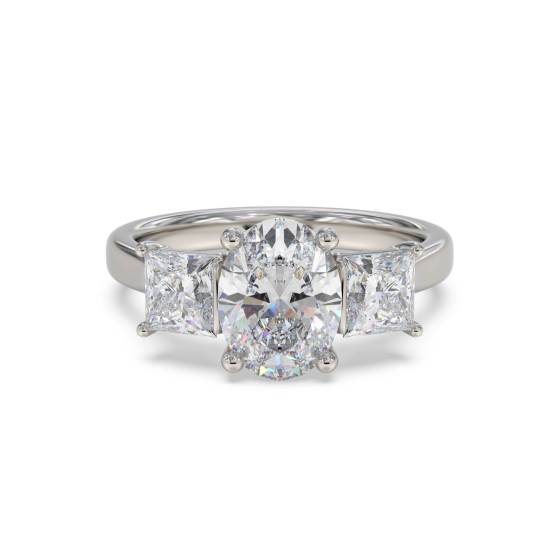 Traditional Oval and Princess Diamond Trilogy Ring