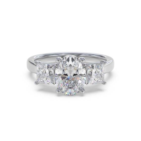 Traditional Oval and Princess Diamond Trilogy Ring