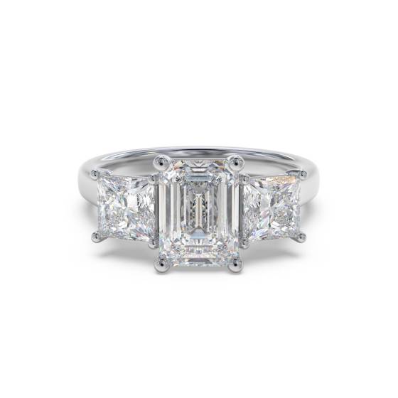 Emerald and Princess Diamond Trilogy Ring
