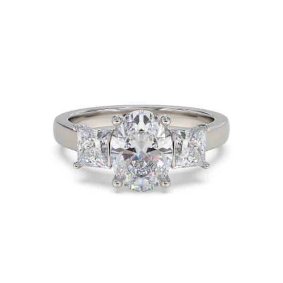 Traditional Oval and Princess Diamond Trilogy Ring