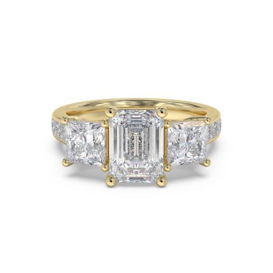 3 Stone Diamond Ring With Shoulder Diamonds