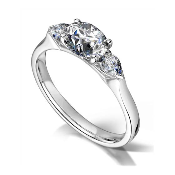 0.65ct VS1/F Natural Diamond Trilogy Ring in Platinum