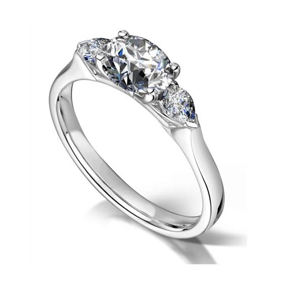 0.65ct VS1/F Natural Diamond Trilogy Ring in Platinum