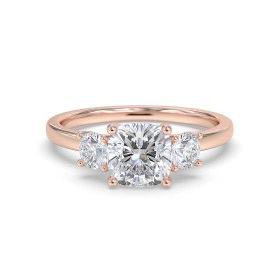 Classic Cushion and Round Diamond Trilogy Ring
