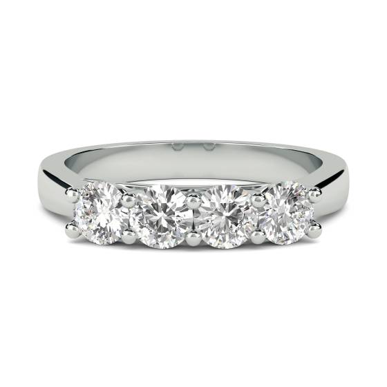 0.50ct SI/F-G Four Stone Natural Round Diamond Half Eternity Ring in 18k White Gold