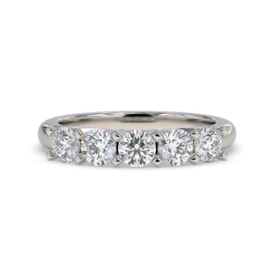 DHMT05100 5 Stone Round Diamond Half Eternity Ring