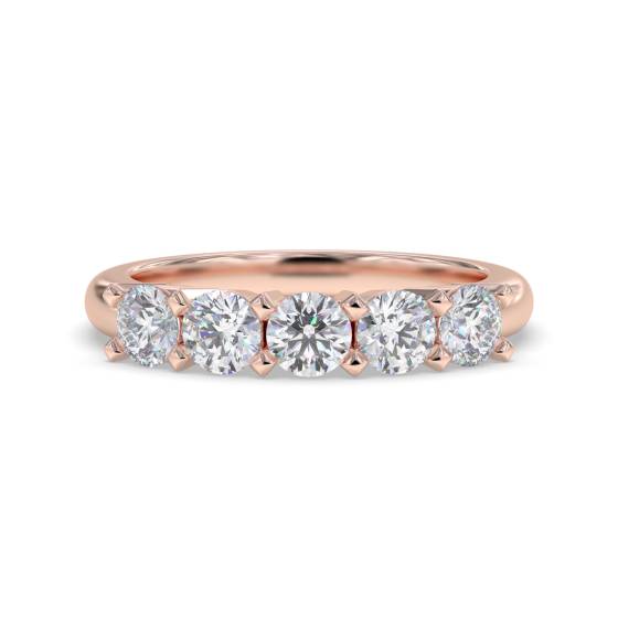 DHMT05100 5 Stone Round Diamond Half Eternity Ring