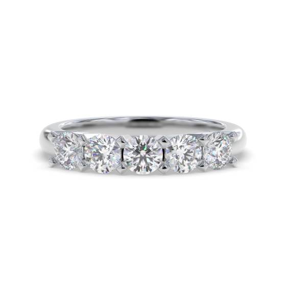 DHMT05100 5 Stone Round Diamond Half Eternity Ring